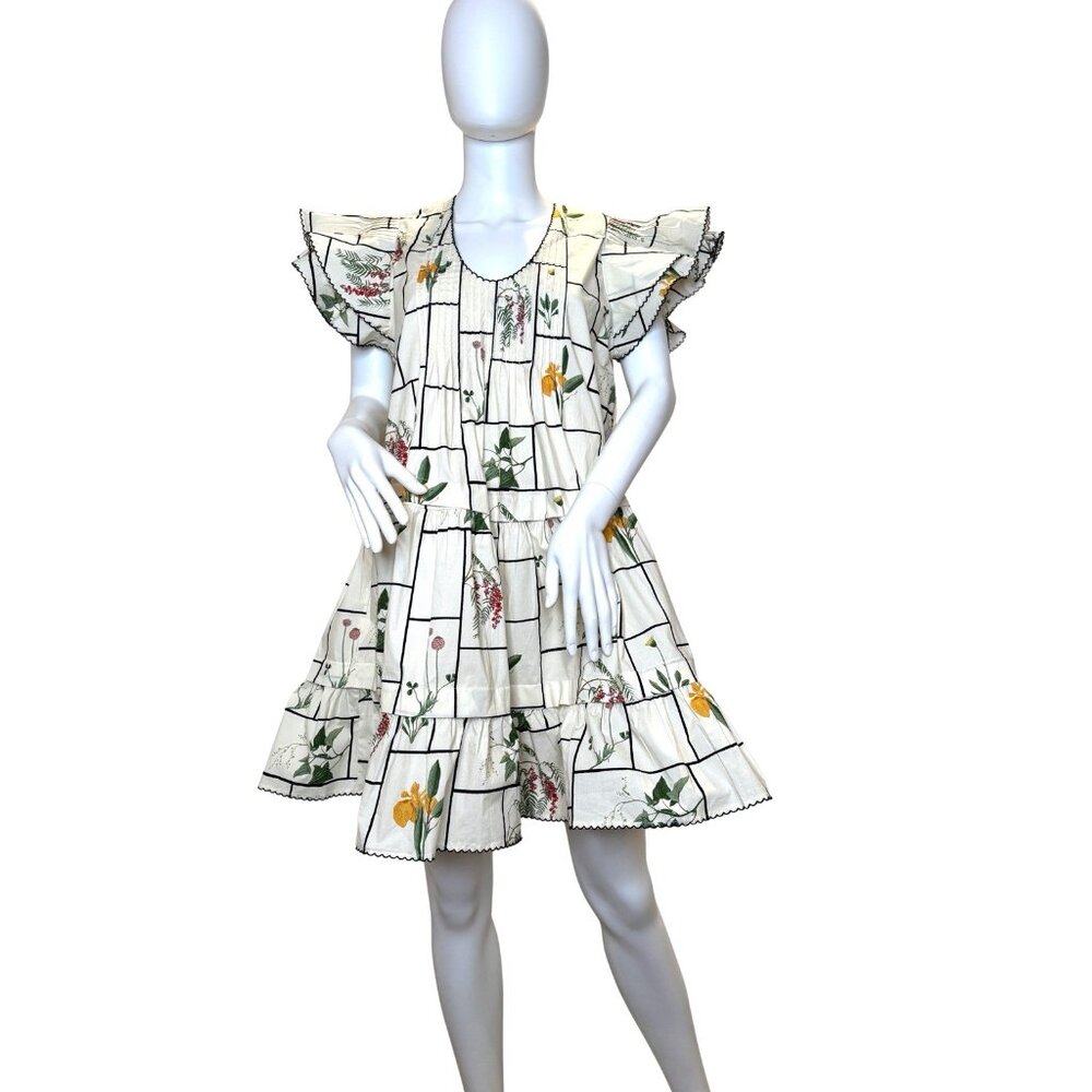 BNWT Tuckernuck Dress Large White Cotton Floral Fresher Buds Mini Alice